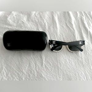CHANEL black and white sunglasses
